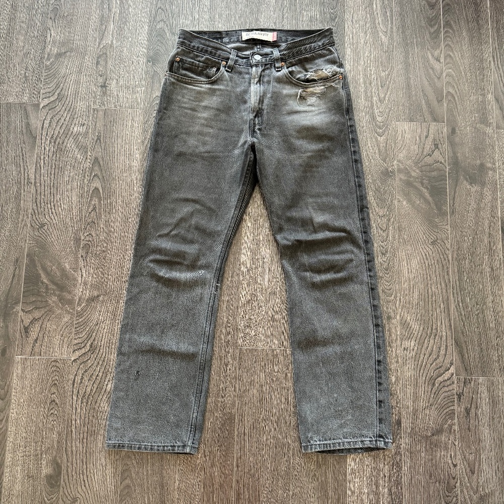 Levi's 505 Vintage Distressed Gray Wash Regular Fit 31 x 30